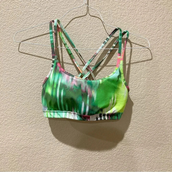 ATHLETA Wailea Sports Bra Full Focus Green Print Strappy Swim Top Size XS - Picture 4 of 10